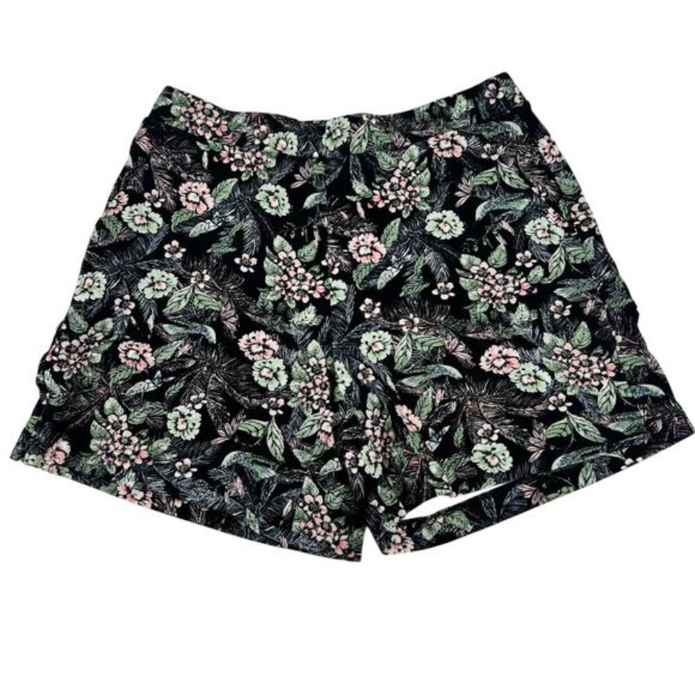 New J. Jill Wearever Collection shorts black garden floral print summer size XL